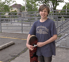 Wyatt with skateboard