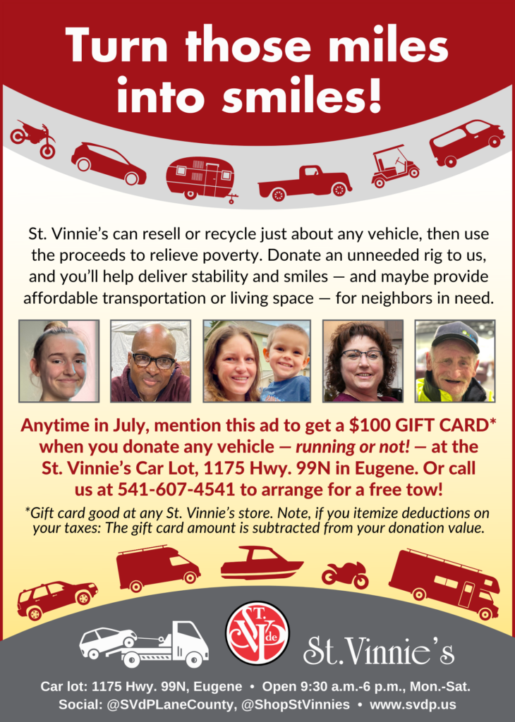 Donate a vehicle in July, get a $100 gift card!